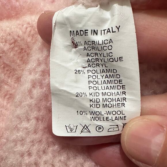 Y2K Italian Kid Mohair Wool Knit Waistcoat Retro Vest Light Pink Cozy Preppy, XL - Picture 2 of 5